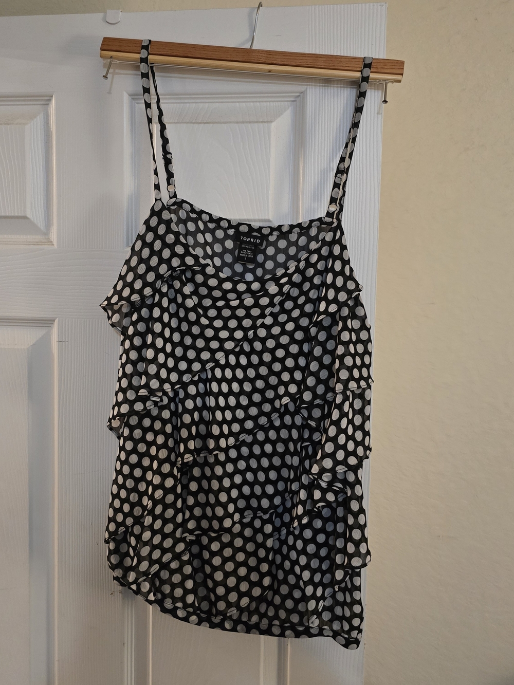 torrid Black & White Polka Dot Ruffle Camisole Top